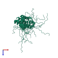 PDB entry 2kk1 coloured by chain, ensemble of 20 models, top view.