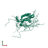 PDB entry 2kpp coloured by chain, ensemble of 20 models, front view.