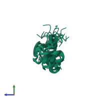 PDB entry 2kr4 coloured by chain, ensemble of 20 models, side view.