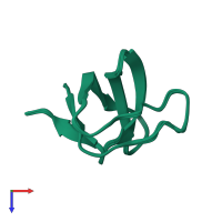 PDB entry 2krm coloured by chain, ensemble of 10 models, top view.