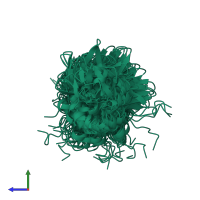 PDB entry 2krr coloured by chain, ensemble of 20 models, side view.