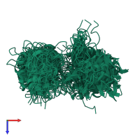 PDB entry 2krr coloured by chain, ensemble of 20 models, top view.