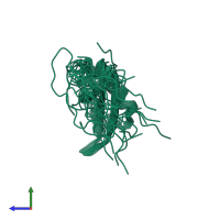 PDB entry 2ksk coloured by chain, ensemble of 20 models, side view.
