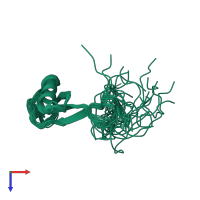 PDB entry 2ksk coloured by chain, ensemble of 20 models, top view.