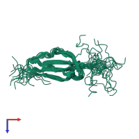 PDB entry 2kvz coloured by chain, ensemble of 20 models, top view.