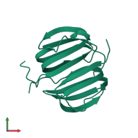 Homo dimeric assembly 1 of PDB entry 2kyi coloured by chemically distinct molecules, front view.