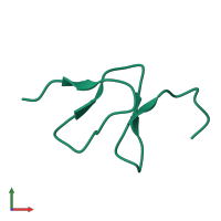 Monomeric assembly 1 of PDB entry 2kyj coloured by chemically distinct molecules, front view.