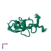 PDB entry 2l0s coloured by chain, ensemble of 20 models, top view.