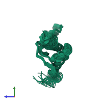 PDB entry 2l1h coloured by chain, ensemble of 20 models, side view.