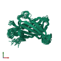 PDB entry 2l2a coloured by chain, ensemble of 20 models, front view.