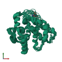 PDB entry 2l2e coloured by chain, ensemble of 15 models, front view.