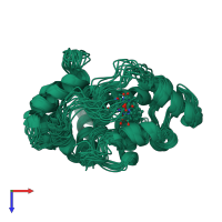 PDB entry 2l2e coloured by chain, ensemble of 15 models, top view.