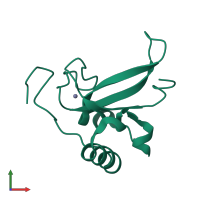 Monomeric assembly 1 of PDB entry 2l30 coloured by chemically distinct molecules, front view.