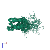 PDB entry 2l3o coloured by chain, ensemble of 20 models, top view.