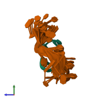 PDB entry 2l45 coloured by chain, ensemble of 19 models, side view.