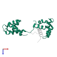 Calmodulin in PDB entry 2l53, assembly 1, top view.