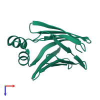 Monomeric assembly 1 of PDB entry 2l68 coloured by chemically distinct molecules, top view.