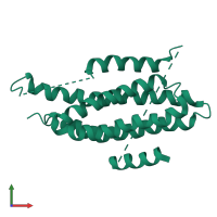 Monomeric assembly 1 of PDB entry 2l6f coloured by chemically distinct molecules, front view.