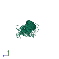 PDB entry 2l71 coloured by chain, ensemble of 15 models, side view.