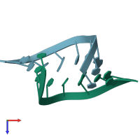 PDB entry 2l8u coloured by chain, top view.