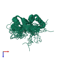 PDB entry 2l8v coloured by chain, ensemble of 20 models, top view.