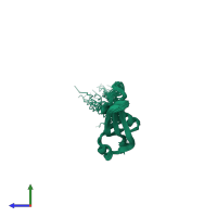 PDB entry 2l8y coloured by chain, ensemble of 25 models, side view.