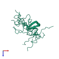 PDB entry 2l9z coloured by chain, ensemble of 10 models, top view.