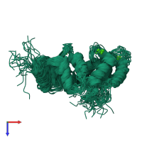 PDB entry 2lcp coloured by chain, ensemble of 20 models, top view.