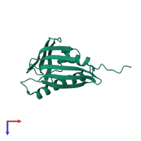 Monomeric assembly 1 of PDB entry 2lgh coloured by chemically distinct molecules, top view.