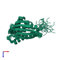 PDB entry 2lgh coloured by chain, ensemble of 20 models, top view.