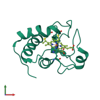 Monomeric assembly 1 of PDB entry 2lir coloured by chemically distinct molecules, front view.