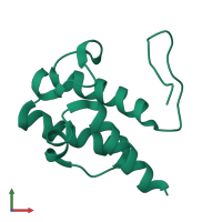 Monomeric assembly 1 of PDB entry 2liu coloured by chemically distinct molecules, front view.