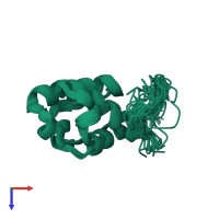 PDB entry 2liu coloured by chain, ensemble of 20 models, top view.