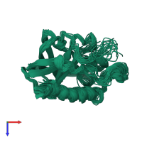 PDB entry 2lnu coloured by chain, ensemble of 20 models, top view.