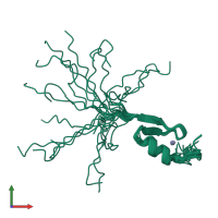 PDB entry 2lo3 coloured by chain, ensemble of 20 models, front view.