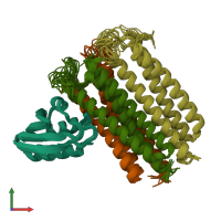 PDB entry 2lrk coloured by chain, ensemble of 21 models, front view.