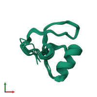 PDB entry 2lrx coloured by chain, ensemble of 10 models, front view.