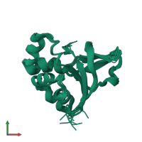 PDB entry 2ltc coloured by chain, ensemble of 10 models, front view.