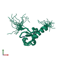 PDB entry 2lv9 coloured by chain, ensemble of 20 models, front view.