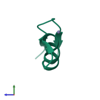 Monomeric assembly 1 of PDB entry 2lvt coloured by chemically distinct molecules, side view.