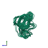 PDB entry 2m02 coloured by chain, ensemble of 10 models, side view.