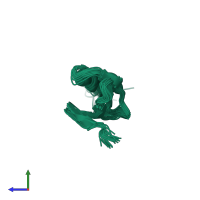 PDB entry 2m7o coloured by chain, ensemble of 20 models, side view.