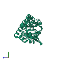 PDB entry 2m8c coloured by chain, ensemble of 30 models, side view.