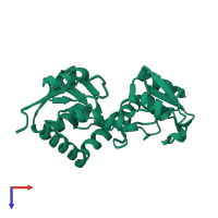 PDB entry 2m8c coloured by chain, ensemble of 30 models, top view.