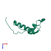 Monomeric assembly 1 of PDB entry 2mch coloured by chemically distinct molecules, top view.