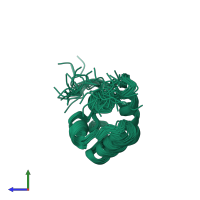 PDB entry 2md9 coloured by chain, ensemble of 20 models, side view.