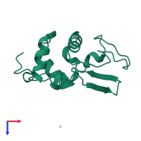 Lysozyme C in PDB entry 2mei, assembly 1, top view.