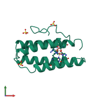 PDB entry 2mhr coloured by chain, front view.