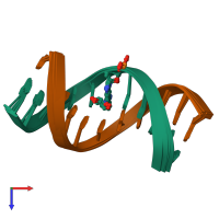 PDB entry 2mhx coloured by chain, ensemble of 8 models, top view.