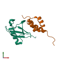 PDB entry 2mj5 coloured by chain, front view.